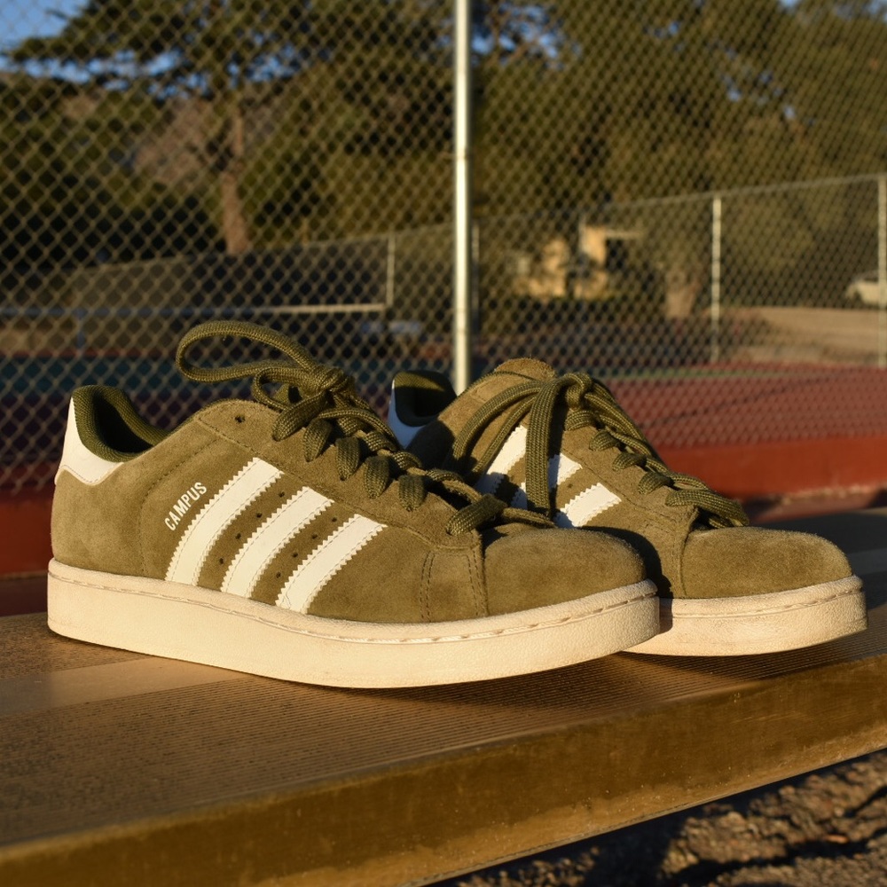 adidas Campus Olive Green White Women's Sneakers